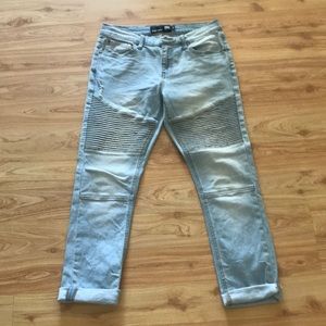 New ruffled light distressed denim skinny jeans